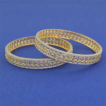 American Diamond 2 Pc Classic Bangles with 2 Tone Plating