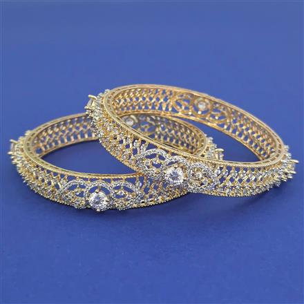 American Diamond 2 Pc Classic Bangles with 2 Tone Plating