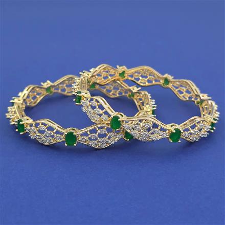 American Diamond 2 Pc Classic Bangles with 2 Tone Plating