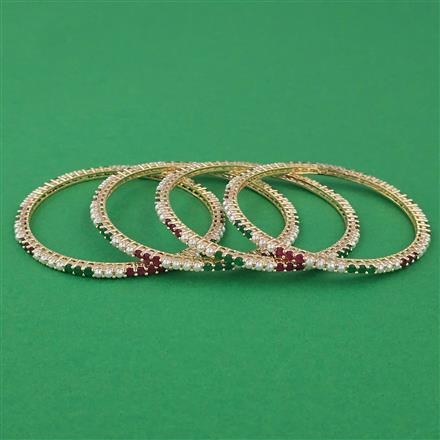 American Diamond Pearl Bangles with Gold Plating