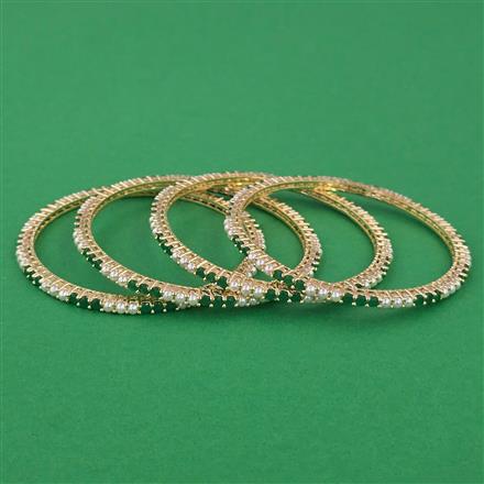 American Diamond Pearl Bangles with Gold Plating