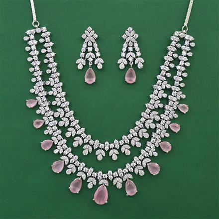 American Diamond Classic Necklace with Rhodium Plating