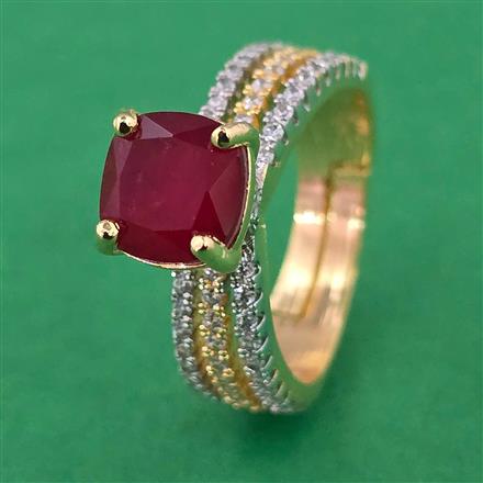 American Diamond Adjustable Ring with 2 Tone Plating