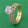 American Diamond Adjustable Ring with 2 Tone Plating