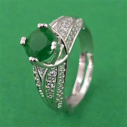 American Diamond Adjustable Ring with Rhodium Plating