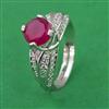 American Diamond Adjustable Ring with Rhodium Plating