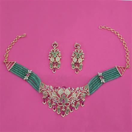 American Diamond Hazoorilal Necklace with Carat Plating