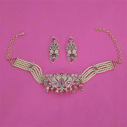 American Diamond Choker Necklace with Carat Plating