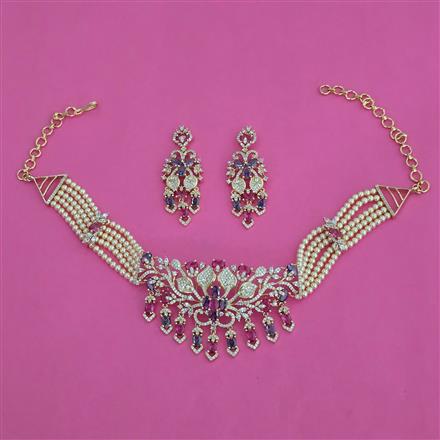 American Diamond Choker Necklace with Carat Plating