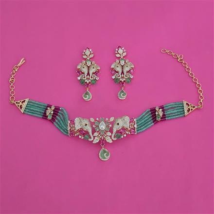 American Diamond Hazoorilal Necklace with Carat Plating
