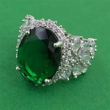 American Diamond Adjustable Ring with Rhodium Plating