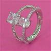 American Diamond Adjustable Ring with Rhodium Plating Mehndi Plating