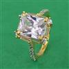 American Diamond Adjustable Ring with 2 Tone Plating