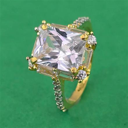 American Diamond Adjustable Ring with 2 Tone Plating
