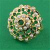 American Diamond Pearl Ring with Gold Plating