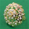 American Diamond Pearl Ring with Gold Plating