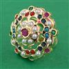 American Diamond Pearl Ring with Gold Plating