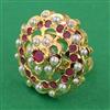 American Diamond Pearl Ring with Gold Plating