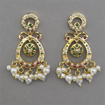American Diamond Pearl Earring with Gold Plating