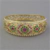 American Diamond Pearl Kada with Gold Plating