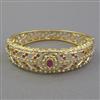 American Diamond Pearl Kada with Gold Plating