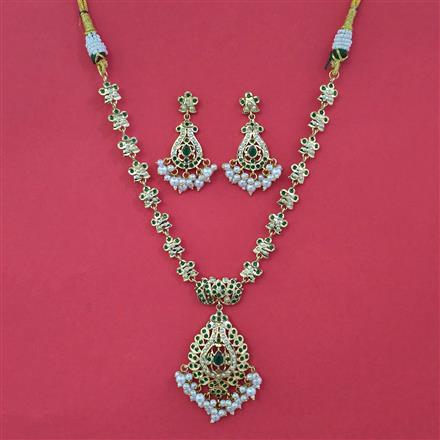 American Diamond Pearl Necklace with Gold Plating