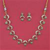 American Diamond Pearl Necklace with Gold Plating