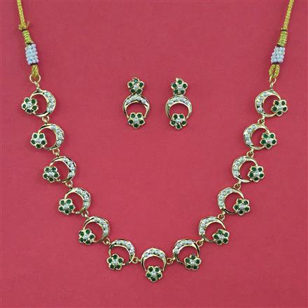 American Diamond Pearl Necklace with Gold Plating
