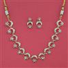 American Diamond Pearl Necklace with Gold Plating