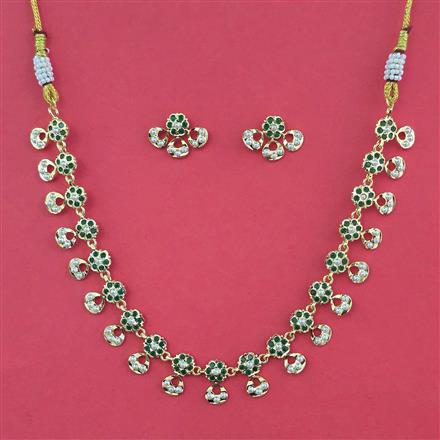 American Diamond Pearl Necklace with Gold Plating