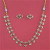American Diamond Pearl Necklace with Gold Plating