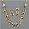 American Diamond Pearl Necklace with Gold Plating