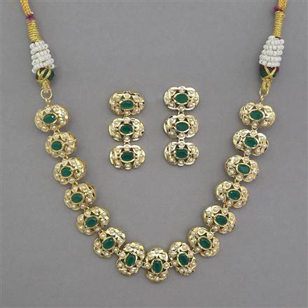 American Diamond Pearl Necklace with Gold Plating