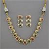 American Diamond Pearl Necklace with Gold Plating