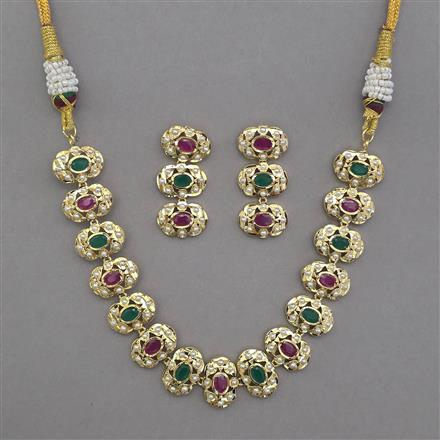 American Diamond Pearl Necklace with Gold Plating
