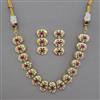American Diamond Pearl Necklace with Gold Plating
