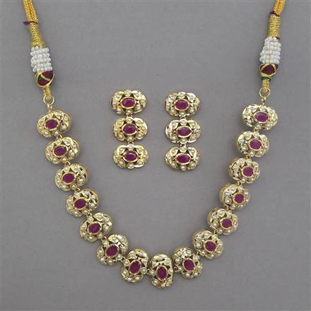 American Diamond Pearl Necklace with Gold Plating