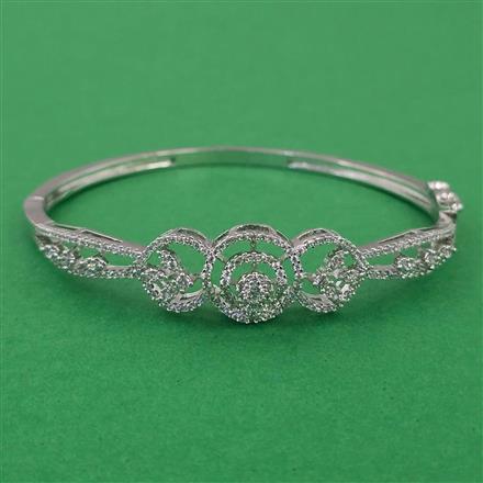 American Diamond Openable kada with Rhodium Plating 2 Tone Plating Mehndi Plating