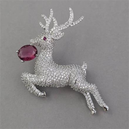American Diamond Animal Brooch with Rhodium Plating
