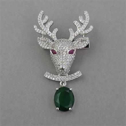 American Diamond Animal Brooch with Rhodium Plating