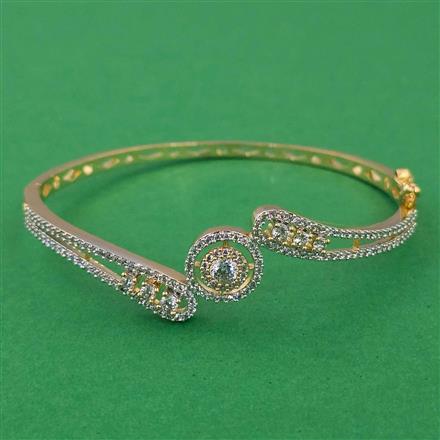 American Diamond Openable kada with Rhodium Plating 2 Tone Plating