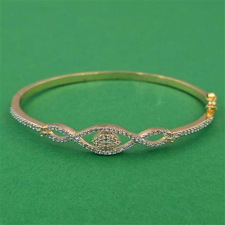 American Diamond Openable kada with Rhodium Plating 2 Tone Plating