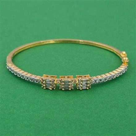 American Diamond Openable kada with Rhodium Plating 2 Tone Plating