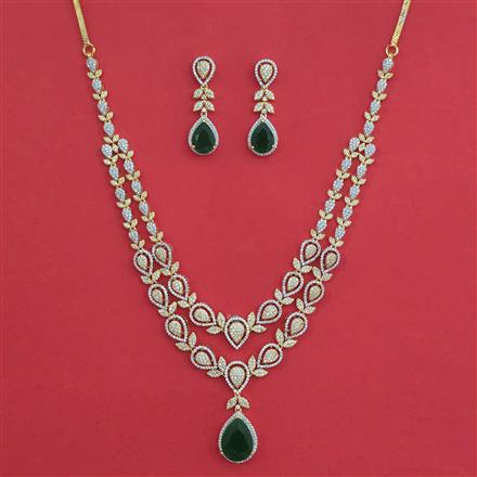 American Diamond Classic Necklace with 2 Tone Plating