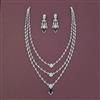 American Diamond Layered Necklace with Rhodium Plating