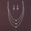 American Diamond Layered Necklace with Rhodium Plating