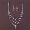 American Diamond Layered Necklace with Rhodium Plating