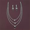 American Diamond Layered Necklace with Rhodium Plating