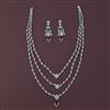 American Diamond Layered Necklace with Rhodium Plating
