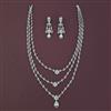 American Diamond Layered Necklace with Rhodium Plating
